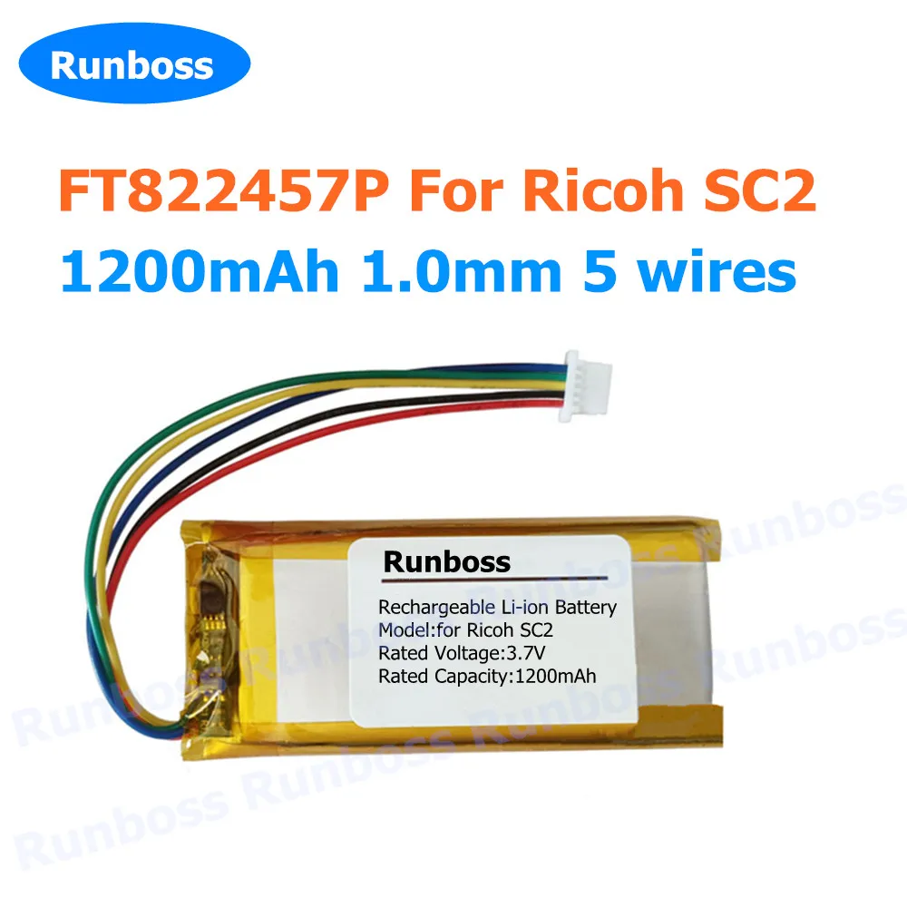 New 3.7V 1200mAh Battery for Ricoh SC2 Camera Li-Polymer Rechargeable Pack Replacement FT822457P 1.25mm 1.0mm 5 Wires
New 3.7V 1200mAh Battery for Ricoh SC2 Camera Li-Polymer Rechargeable Pack Replacement FT822457P 1.25mm 1.0mm 5 Wires