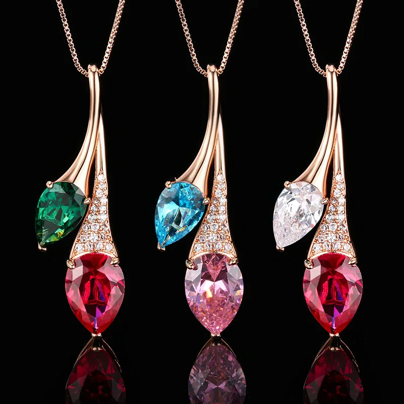 New jewelry with copper base and gold-plated colored gemstones, elegant water drop pendant with main stone 10*14-8*12
New jewelry with copper base and gold-plated colored gemstones, elegant water drop pendant with main stone 10*14-8*12