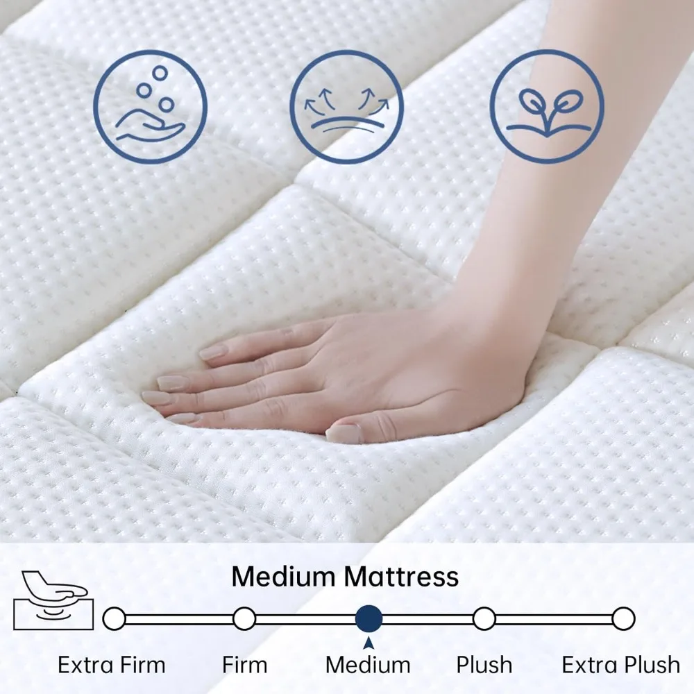 King Size Mattress, 12 Inch King Mattress in a Box, Medium Firm Pocket Spring and Gel Memory Foam for Superior Comfort
King Size Mattress, 12 Inch King Mattress in a Box, Medium Firm Pocket Spring and Gel Memory Foam for Superior Comfort