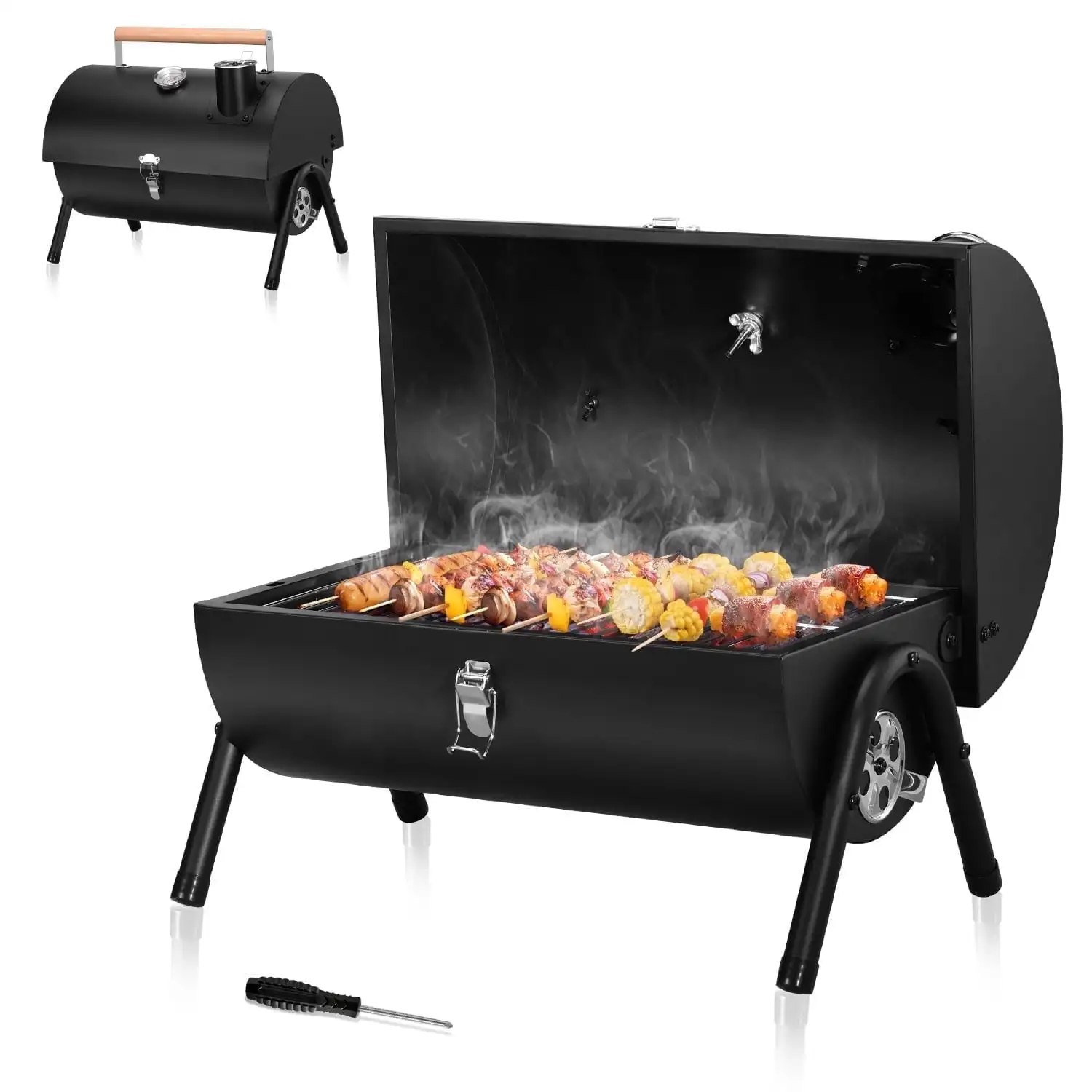Black Portable Small Tabletop Charcoal BBQ Grill With Built In Thermometer And Chimney Outdoor Cooking Barbecue Stove For Camping Picnic Backyard Beach
Black Portable Small Tabletop Charcoal BBQ Grill With Built In Thermometer And Chimney Outdoor Cooking Barbecue Stove For Camping Picnic Backyard Beach