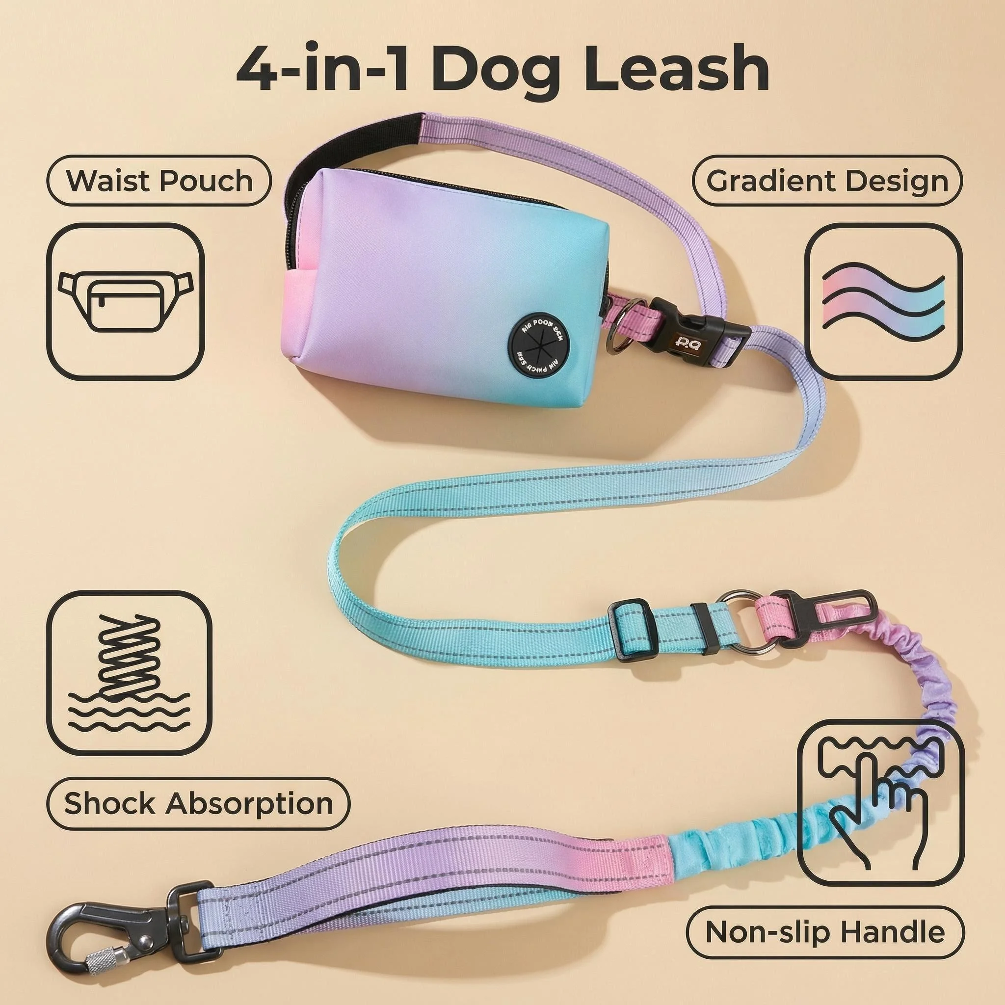 Hands Free Dog Leash Reflective Shock Absorbing Bungee with Snack Bag Adjustable Pet Running Leash for Large Small Dogs
Hands Free Dog Leash Reflective Shock Absorbing Bungee with Snack Bag Adjustable Pet Running Leash for Large Small Dogs