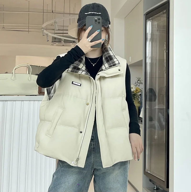 Autumn Winter Grid Splicing Warm Down Vest Women White Duck Down Stand Collar Sleeveless Vest Female Zipper Waterproof Waistcoat
Autumn Winter Grid Splicing Warm Down Vest Women White Duck Down Stand Collar Sleeveless Vest Female Zipper Waterproof Waistcoat