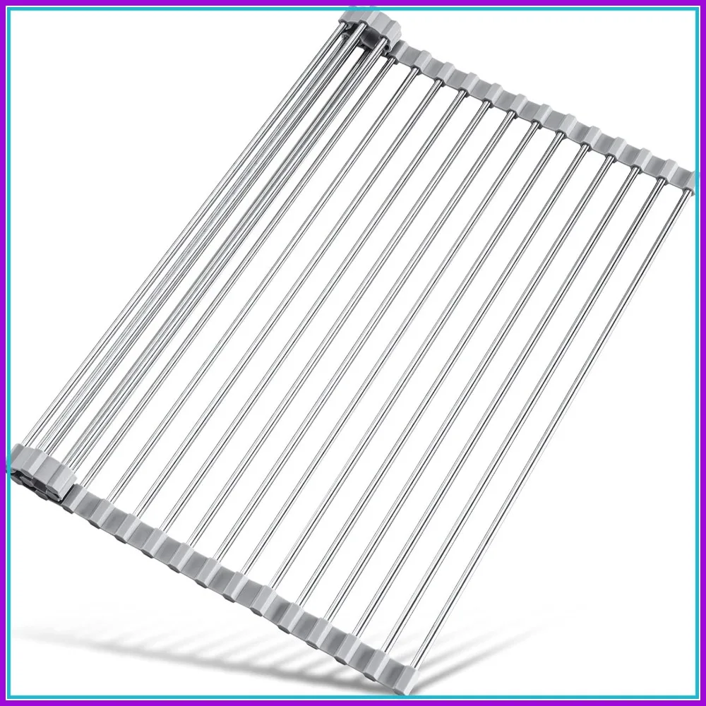 Roll Up Dish Drying Rack Over Sink, 17.7"x15.5" Stainless Steel Drainer, Sink Cover & Kitchen Organizer (Grey)
Roll Up Dish Drying Rack Over Sink, 17.7"x15.5" Stainless Steel Drainer, Sink Cover & Kitchen Organizer (Grey)