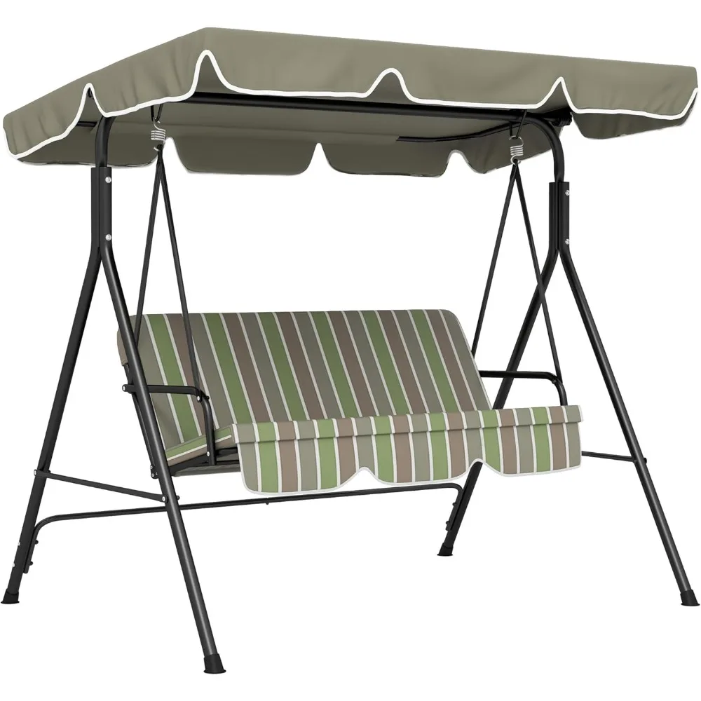 3-Seat Outdoor Patio Swing Chair with Removable Cushion, Steel Frame Stand and Adjustable Tilt Canopy for Patio, Garden, Poolsi
3-Seat Outdoor Patio Swing Chair with Removable Cushion, Steel Frame Stand and Adjustable Tilt Canopy for Patio, Garden, Poolsi