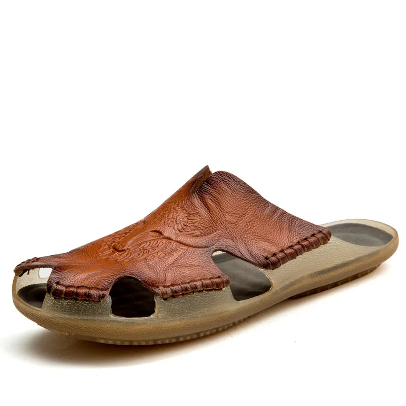 Summer Genuine Leather Men's Sandals Classic Breathable Slip-On Sandals Men Casual Beach Shoes Outdoor Slippers Plus Size 38-48
Summer Genuine Leather Men's Sandals Classic Breathable Slip-On Sandals Men Casual Beach Shoes Outdoor Slippers Plus Size 38-48