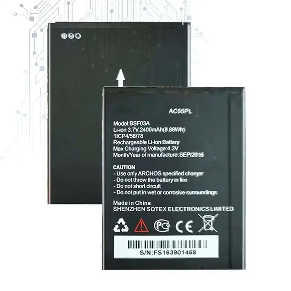 Premium Replacement For Archos 55 Platinum BSF03A Mobile Phone Battery 2400mAh AC55PL
Premium Replacement For Archos 55 Platinum BSF03A Mobile Phone Battery 2400mAh AC55PL