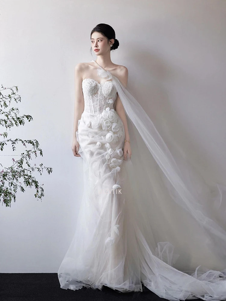 Luxury Mermaid Wedding Dresses Women Strapless Detachable Train Prom Gown Elegant Applique Wedding Photos Shoot Dress Customized
Luxury Mermaid Wedding Dresses Women Strapless Detachable Train Prom Gown Elegant Applique Wedding Photos Shoot Dress Customized