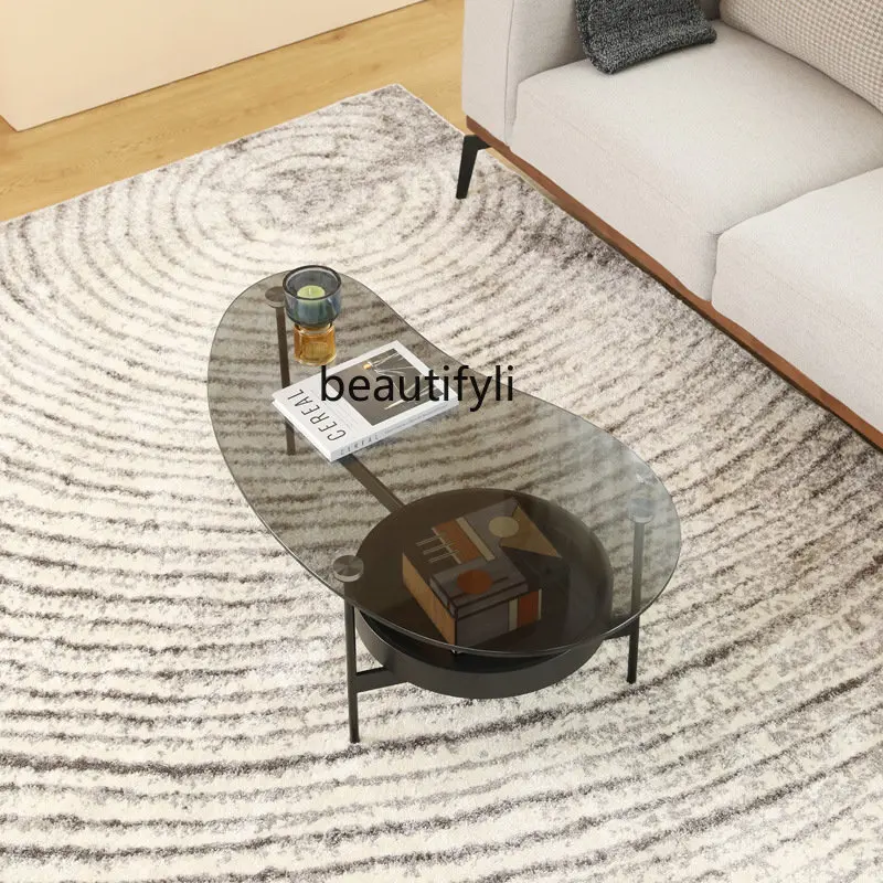 CXH Small Apartment Shaped Glass Minimalist Coffee Table Simple Modern Creative and Slightly Luxury
CXH Small Apartment Shaped Glass Minimalist Coffee Table Simple Modern Creative and Slightly Luxury