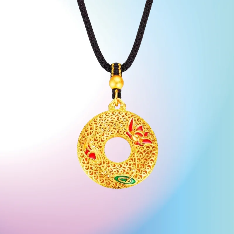 NEW 9999 Real Gold 24K Carp Play Lotus Pendant Ancient Silk Hollow Enamel Color Lotus Fish Safety Buckle
NEW 9999 Real Gold 24K Carp Play Lotus Pendant Ancient Silk Hollow Enamel Color Lotus Fish Safety Buckle