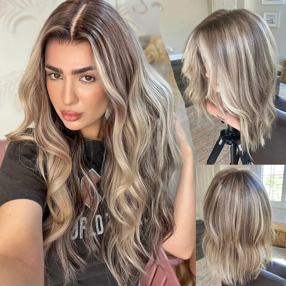 Loose Curly Highlight Ombre Brown Blonde with Short Roots Lace Top Wig Women Synthetic Premium Fibre Heat Resistant Party Wig
Loose Curly Highlight Ombre Brown Blonde with Short Roots Lace Top Wig Women Synthetic Premium Fibre Heat Resistant Party Wig