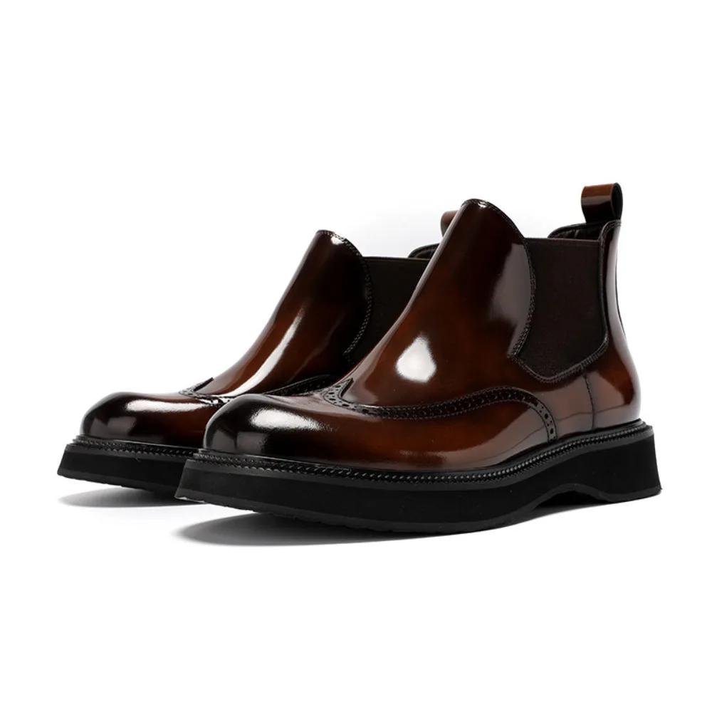 Genuine Leather Mens Boots Brogue Carved Thick Sole Fashion Versatile Glossy British Style Mens Leather Ankle Boots
Genuine Leather Mens Boots Brogue Carved Thick Sole Fashion Versatile Glossy British Style Mens Leather Ankle Boots