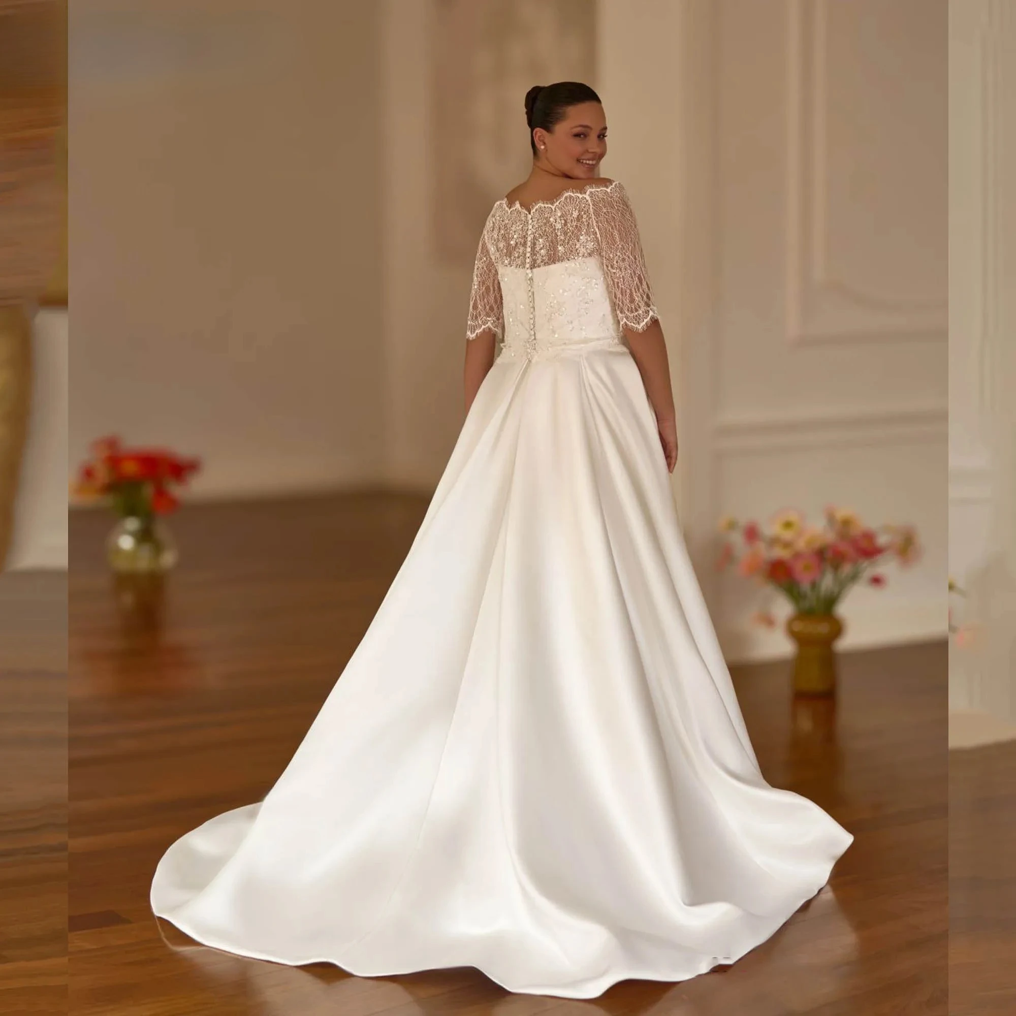 Satin A-line Slit Wedding Dresses with Lace Jacket Plus Size Bridal Gowns Minimalist Strapless Vestidos De Novia 2026 Customized
Satin A-line Slit Wedding Dresses with Lace Jacket Plus Size Bridal Gowns Minimalist Strapless Vestidos De Novia 2026 Customized