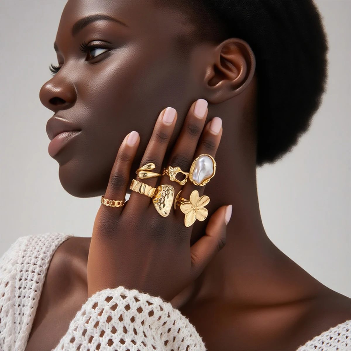 7Pcs Vintage Punk Irregular liquid Metal Finger Rings Sets for Women Vintage Flower Imitation Pearls Open Rings Jewelry Gifts 
7Pcs Vintage Punk Irregular liquid Metal Finger Rings Sets for Women Vintage Flower Imitation Pearls Open Rings Jewelry Gifts