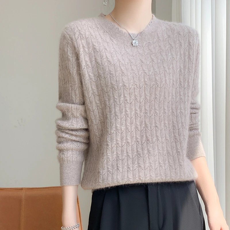 2024 Autumn/Winter Pure Cashmere Knitwear Women's Loose Jacquard Round Neck Pullover Solid Color Long sleeved Wool Bottom Shirt
2024 Autumn/Winter Pure Cashmere Knitwear Women's Loose Jacquard Round Neck Pullover Solid Color Long sleeved Wool Bottom Shirt