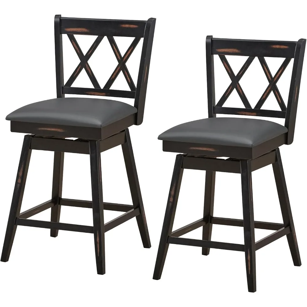 Swivel Bar Stool Set of 2, 25 inch Seat Height Bar Chair,Upholstered Cushion 360° Counter Height Bar Stool with Backrest & Foot
Swivel Bar Stool Set of 2, 25 inch Seat Height Bar Chair,Upholstered Cushion 360° Counter Height Bar Stool with Backrest & Foot