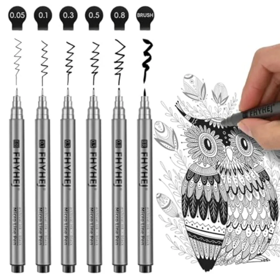 Micro Fineliner Drawing Art Pens: 6 Black Fine Line Ink Set Artist Supplies Archival Inking Markers Liner Professional Sketch O
Micro Fineliner Drawing Art Pens: 6 Black Fine Line Ink Set Artist Supplies Archival Inking Markers Liner Professional Sketch O