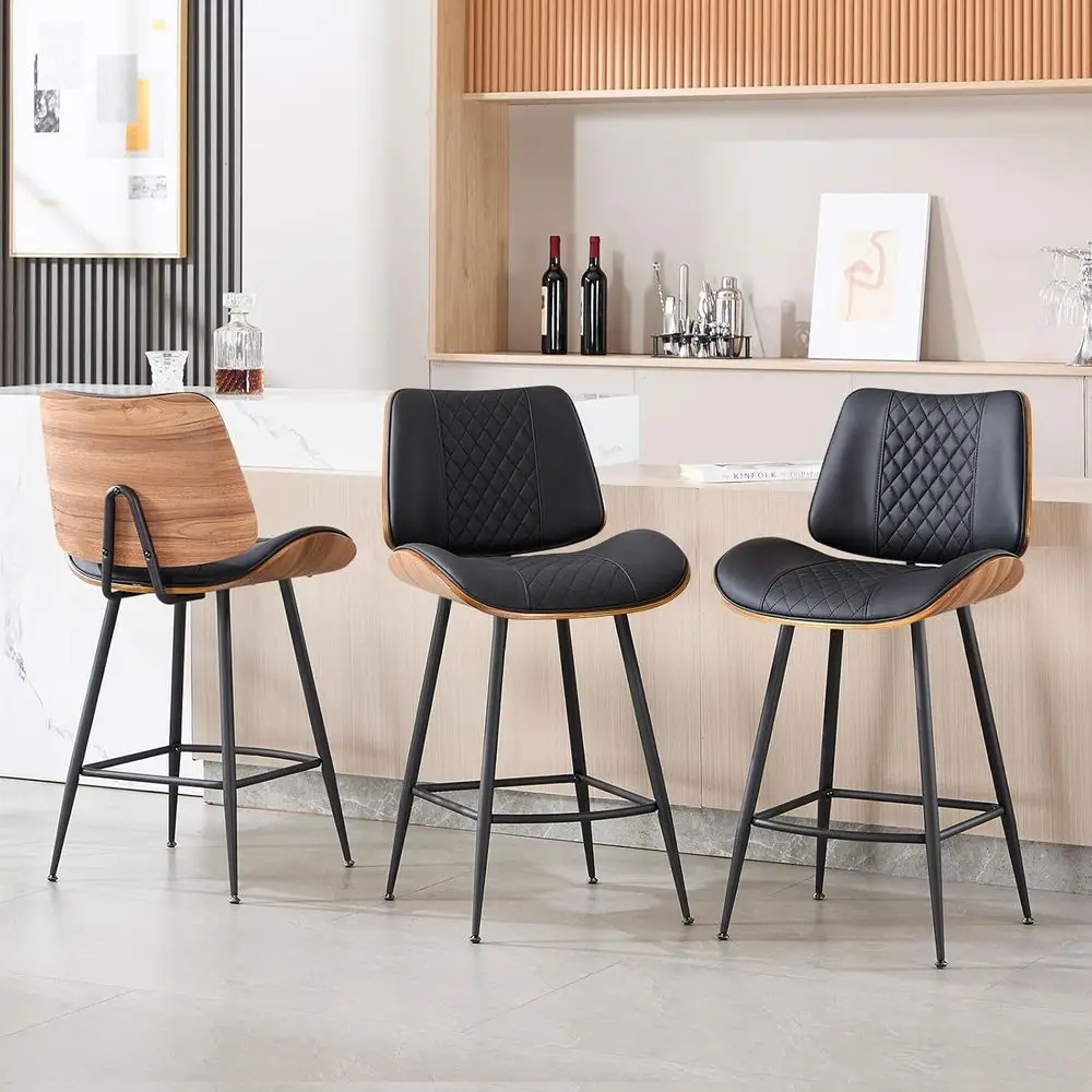 Set of 3 Counter Height Stools, 26.9 Metal Leg Armchairs, Walnut Finish, Modern PU Leather, Suitable for Kitchen Island or Dinin
Set of 3 Counter Height Stools, 26.9 Metal Leg Armchairs, Walnut Finish, Modern PU Leather, Suitable for Kitchen Island or Dinin