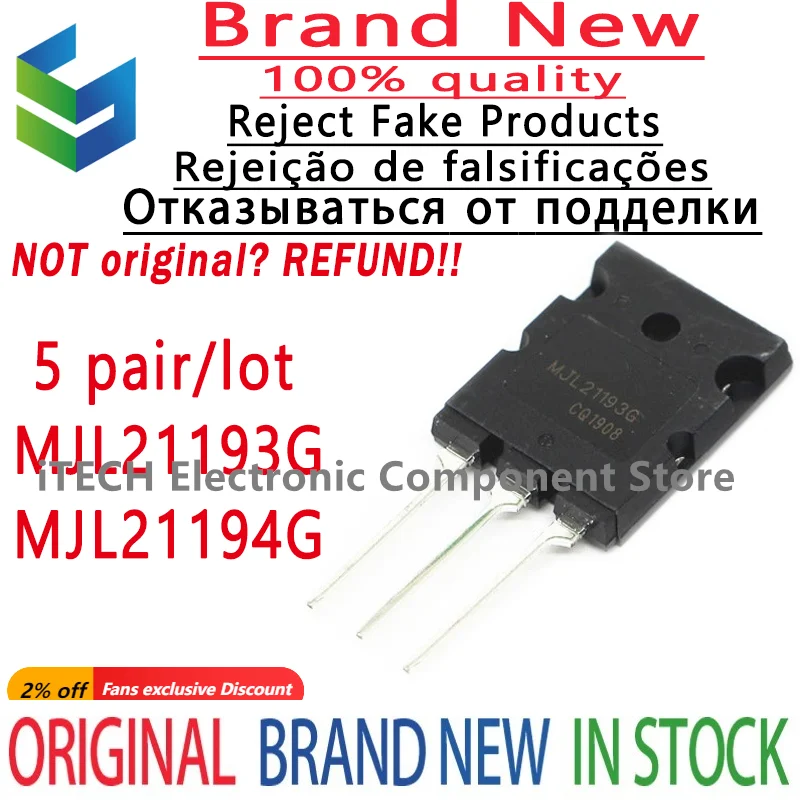 5 пар/Лот оригинальная MJL21193G MJL21194G MJL21193 MJL21194 TO-264 высокомощная звуковая трубка, 100% новая и оригинальная
5 пар/Лот оригинальная MJL21193G MJL21194G MJL21193 MJL21194 TO-264 высокомощная звуковая трубка, 100% новая и оригинальная