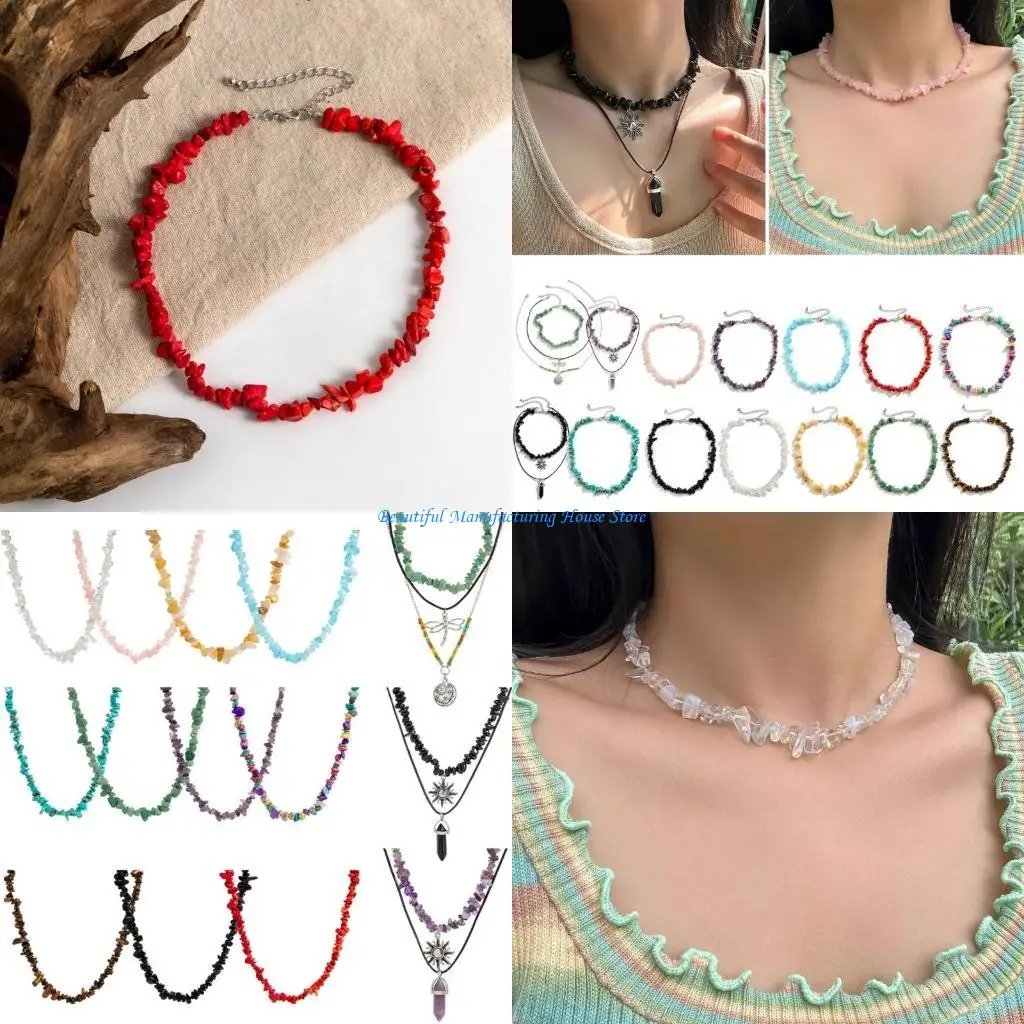 E56A Statement Necklace with Transparent Crystals, Natural Irregular Stones, and Turquoise Beads
E56A Statement Necklace with Transparent Crystals, Natural Irregular Stones, and Turquoise Beads