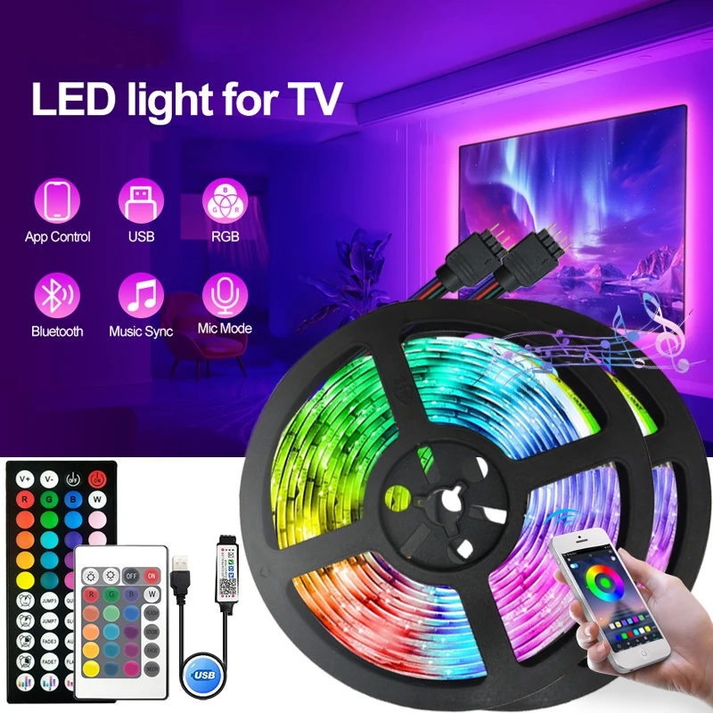 1-20M USB RGB LED Strip Lights with Bluetooth Wifi APP Remote Control RGB TV Backlight Flexible Lamp Tape For Room Party Decor
1-20M USB RGB LED Strip Lights with Bluetooth Wifi APP Remote Control RGB TV Backlight Flexible Lamp Tape For Room Party Decor