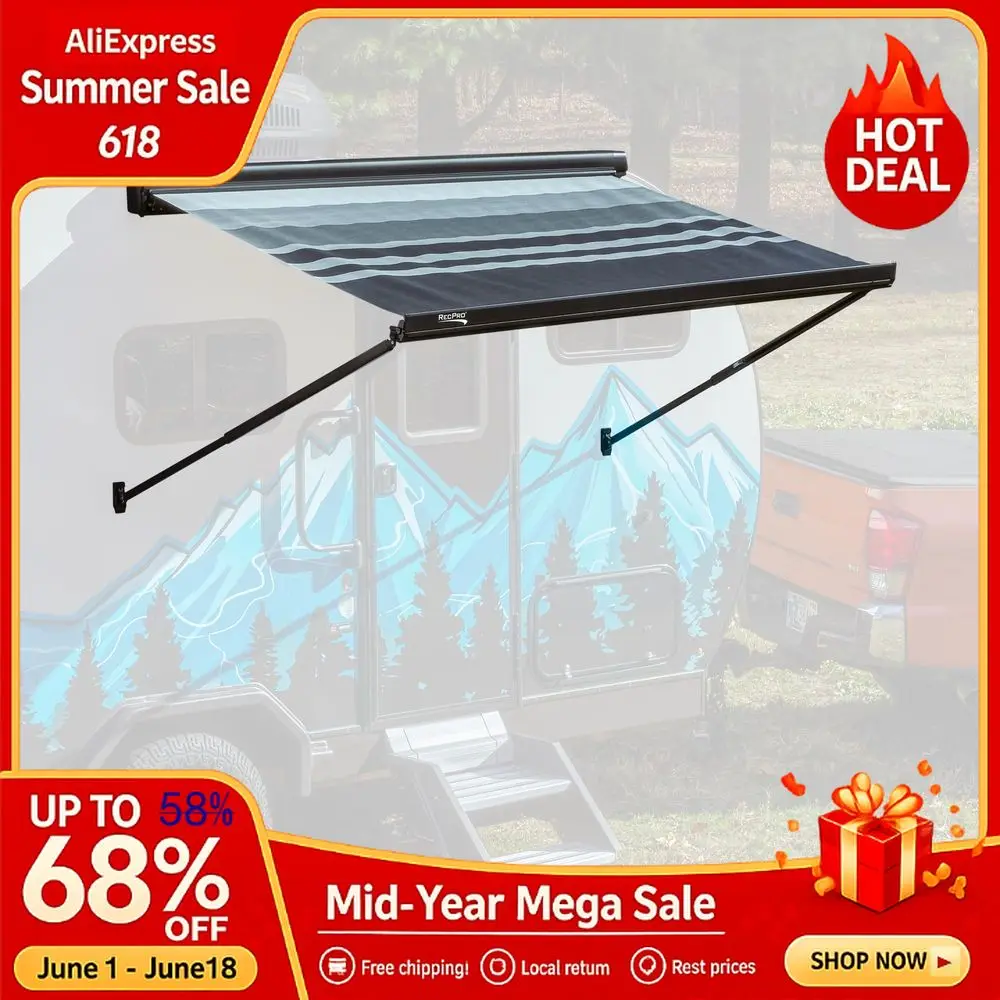 RV 7 Ft Manual Cassette Awning Retractable Awning Comes PreAssembled Manual Hand Crank Fits Most RVs, Trailers, Custom
RV 7 Ft Manual Cassette Awning Retractable Awning Comes PreAssembled Manual Hand Crank Fits Most RVs, Trailers, Custom