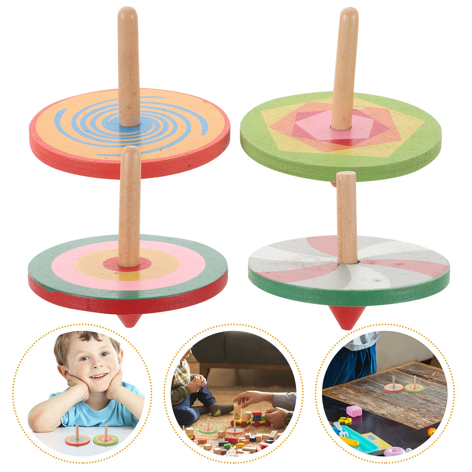 4pcs Wooden Peg-Top Spinning Montessori Early Education For Kids Hand-Eye Coordination Cognitive Development Colorful Gyroscope
4pcs Wooden Peg-Top Spinning Montessori Early Education For Kids Hand-Eye Coordination Cognitive Development Colorful Gyroscope