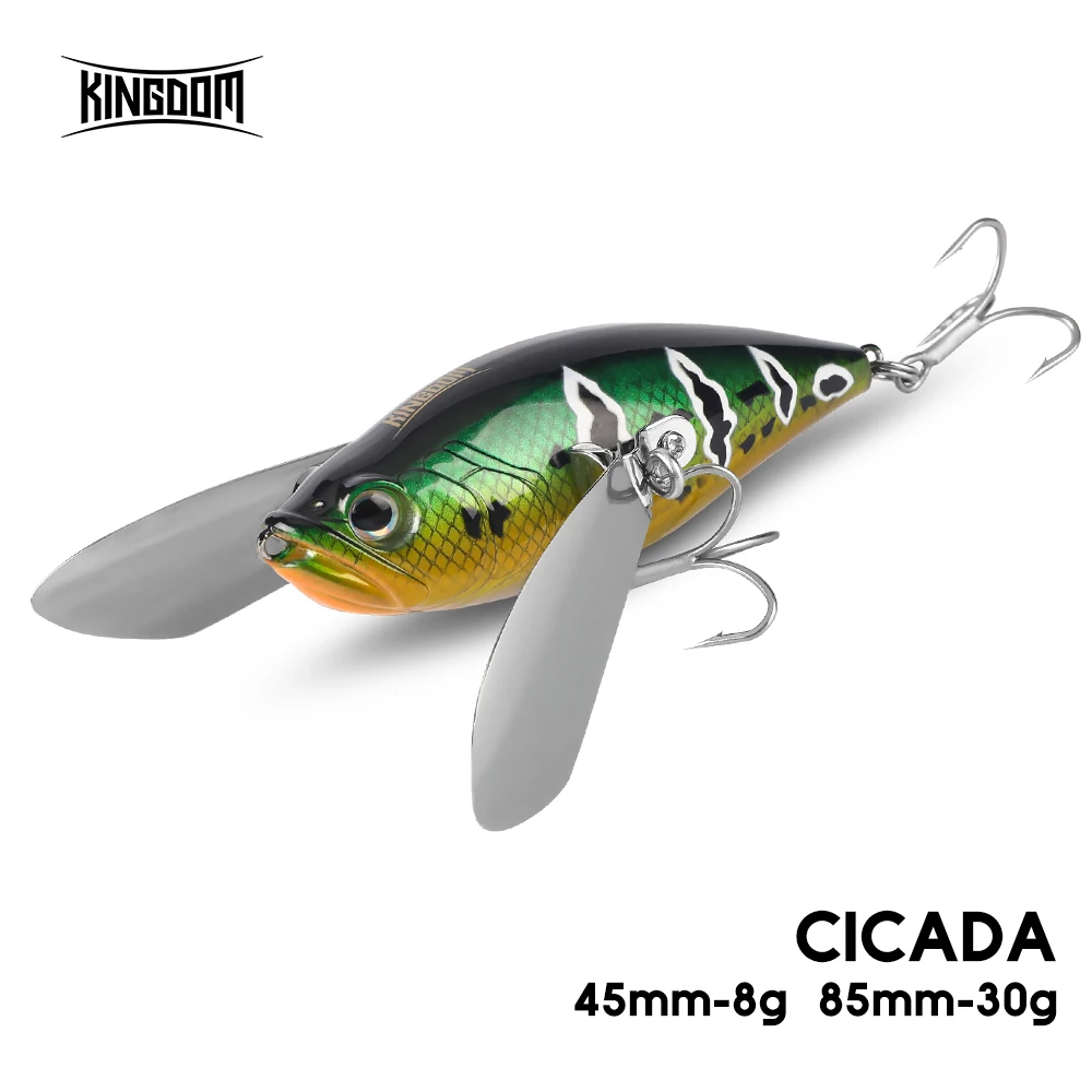 Приманки Kingdom Cicada Topwater 45 мм, 8 г, 85 мм, 30 г, плавающие бионические насекомые в морской воде с металлическими крыльями, твердые воблеры для ловли окуня
Приманки Kingdom Cicada Topwater 45 мм, 8 г, 85 мм, 30 г, плавающие бионические насекомые в морской воде с металлическими крыльями, твердые воблеры для ловли окуня