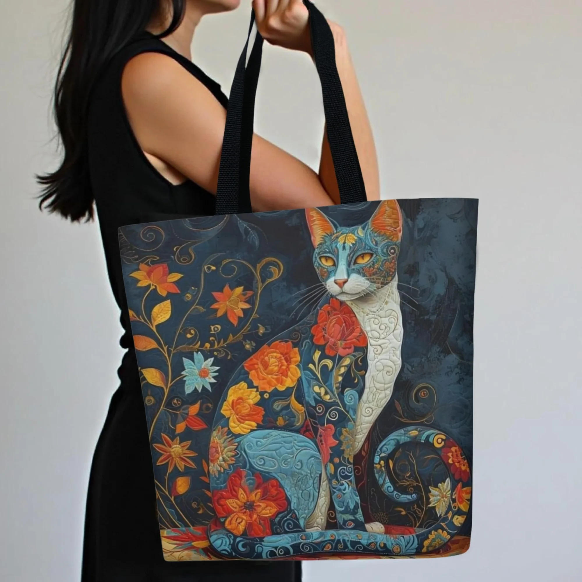 Винтажная большая сумка с цветочным принтом кота для женщин, новая модная парусиновая сумка большой емкости для покупок, эстетичная ретро-арт
Винтажная большая сумка с цветочным принтом кота для женщин, новая модная парусиновая сумка большой емкости для покупок, эстетичная ретро-арт