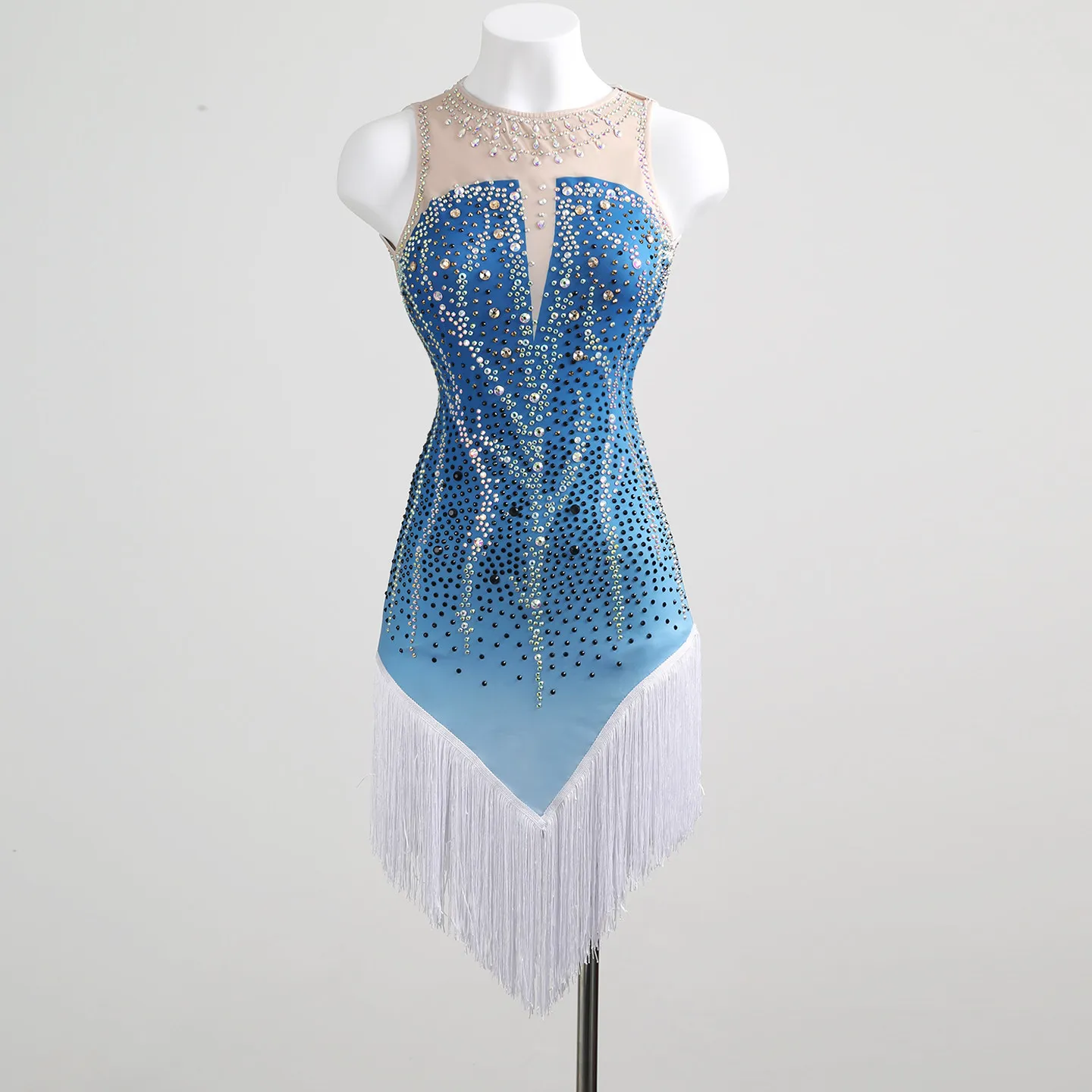 Sleeveless Diamond Latin Dance Dress Performance Competition Tassels Mesh Dress Rumba Chacha Samba Dance Fringe Dress DQL12801
Sleeveless Diamond Latin Dance Dress Performance Competition Tassels Mesh Dress Rumba Chacha Samba Dance Fringe Dress DQL12801