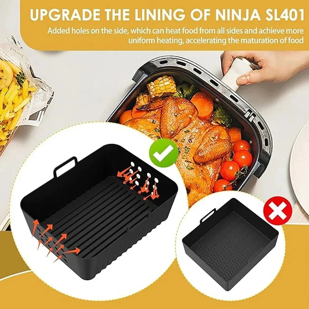 2 шт. силиконовые вкладыши для фритюрницы для Ninja SL400 SL401, двойная корзина XL, многоразовый противень для выпечки фритюрницы, аксессуары для аэрофритюрницы 
2 шт. силиконовые вкладыши для фритюрницы для Ninja SL400 SL401, двойная корзина XL, многоразовый противень для выпечки фритюрницы, аксессуары для аэрофритюрницы