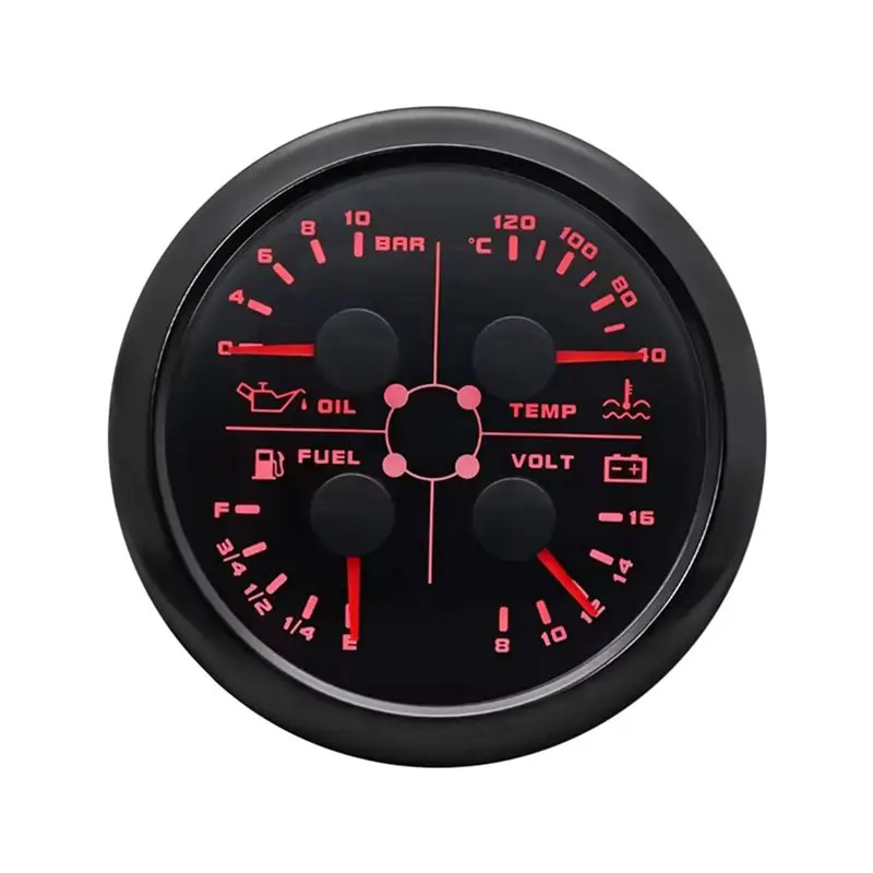 Durable-85Mm 4-In-1 Multifunction Gauge With 0-190Ohms/240-33Ohms Fuel Level Gauge Water Temp Oil Press Voltmeter
Durable-85Mm 4-In-1 Multifunction Gauge With 0-190Ohms/240-33Ohms Fuel Level Gauge Water Temp Oil Press Voltmeter
