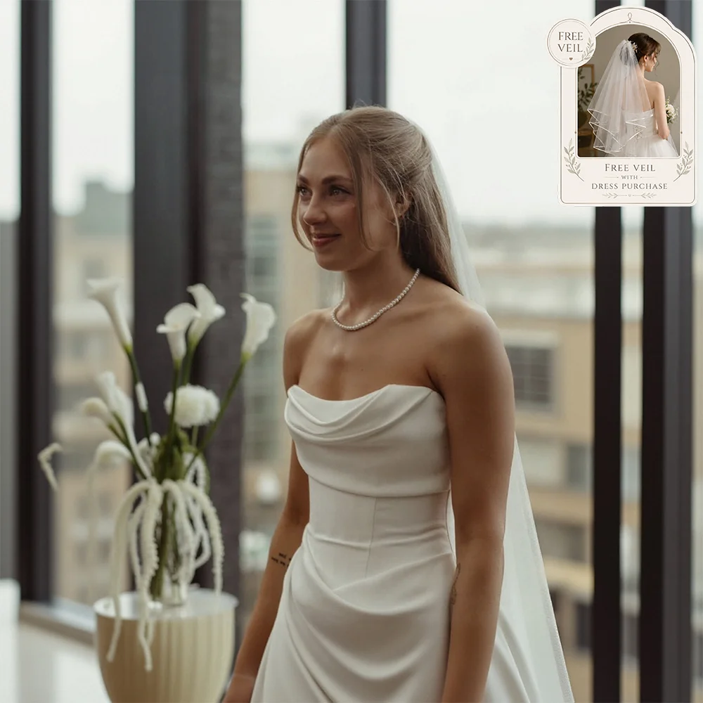Minimalist Draped Satin Wedding Gown Strapless Cowl Neck Mermaid Elopement Bridal Dress Civil vestidos de novia Customized
Minimalist Draped Satin Wedding Gown Strapless Cowl Neck Mermaid Elopement Bridal Dress Civil vestidos de novia Customized
