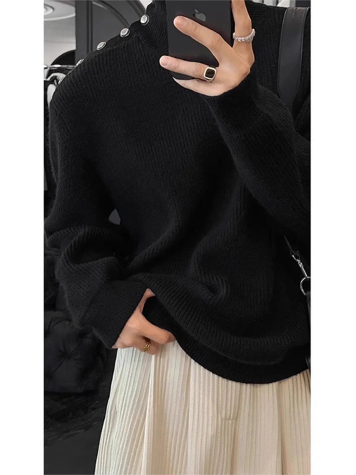 Cleanfit High Collar Button up White Knitwear ex Autumn Winter Trendy Lazy Sle Versatile Loose Fit Knitted Sweater
Cleanfit High Collar Button up White Knitwear ex Autumn Winter Trendy Lazy Sle Versatile Loose Fit Knitted Sweater