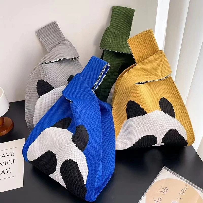 Cute Panda Handbag Women's Knitted Wool Bucket Bag Japanese and Korean Version Easiest for Match Hand-Carrying Casual Bag Tote Bag Lunch Bag
Cute Panda Handbag Women's Knitted Wool Bucket Bag Japanese and Korean Version Easiest for Match Hand-Carrying Casual Bag Tote Bag Lunch Bag