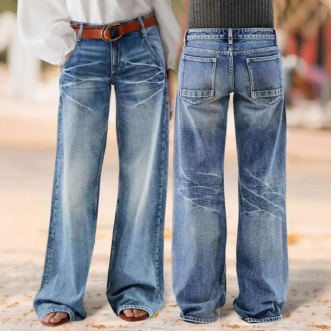 European American Vintage Fashion Women's Straight Wide Leg Navy Simple Basic Loose Denim Trousers Female Jeans Bottom Clothes
European American Vintage Fashion Women's Straight Wide Leg Navy Simple Basic Loose Denim Trousers Female Jeans Bottom Clothes