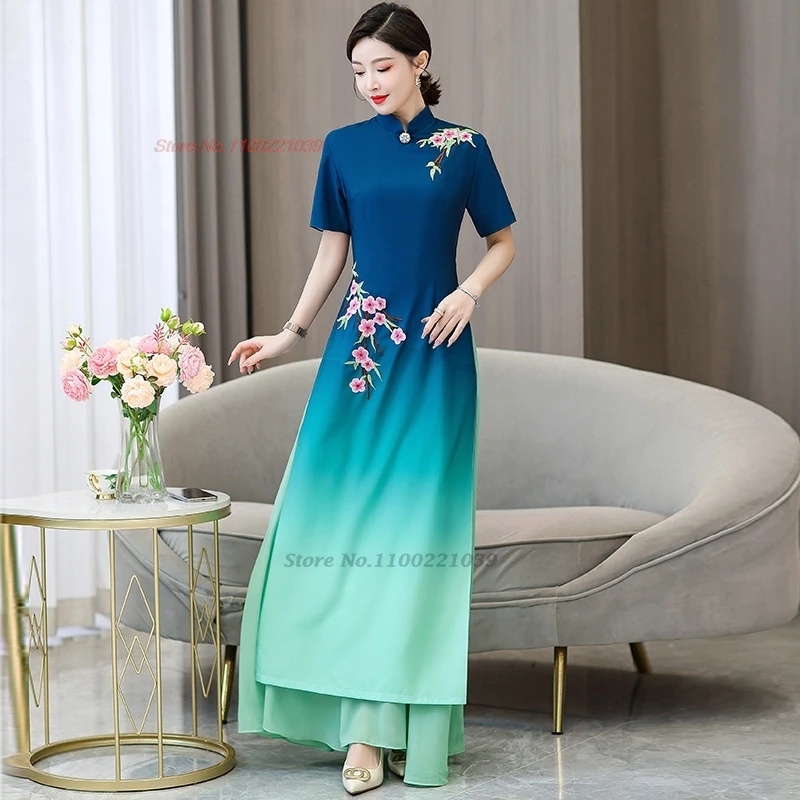 2024 chinese vintage dress cheongsam flower embroidery improved gradient color qipao oriental party banquet evening dress qipao
2024 chinese vintage dress cheongsam flower embroidery improved gradient color qipao oriental party banquet evening dress qipao