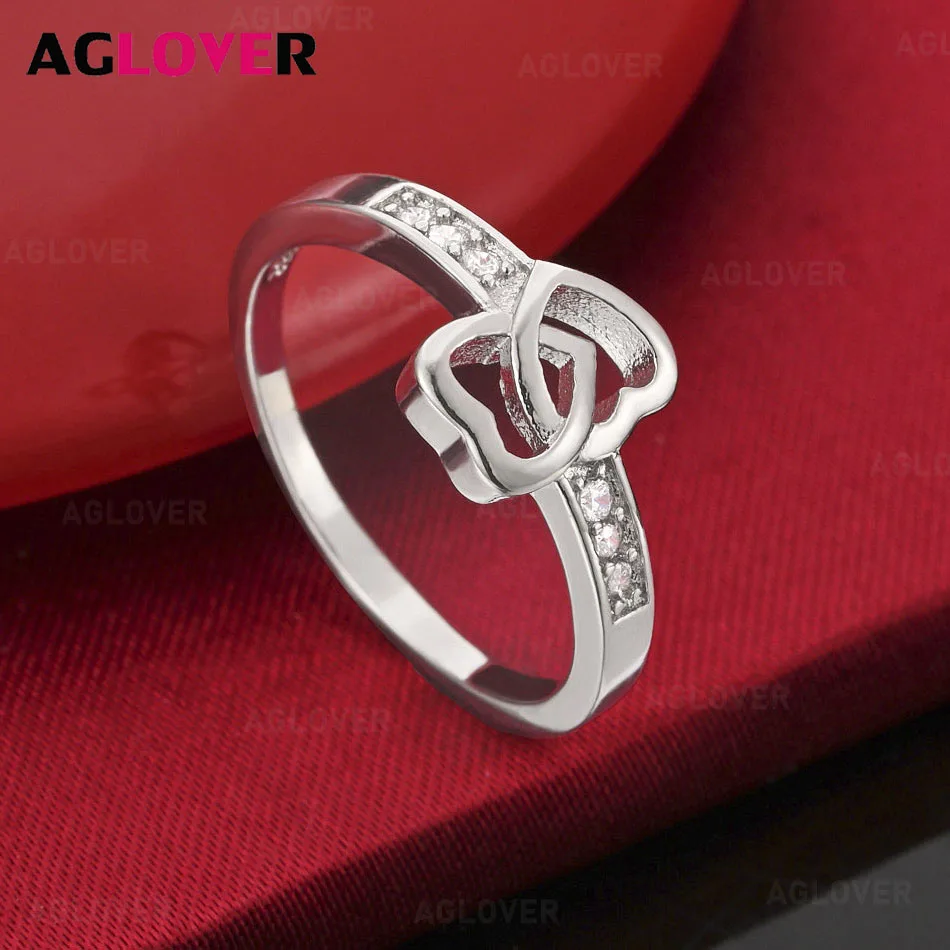 AGLOVER кольцо из стерлингового серебра 925 пробы с двойным сердцем, женские изысканные и милые украшения для свадьбы, помолвки и вечеринки
AGLOVER кольцо из стерлингового серебра 925 пробы с двойным сердцем, женские изысканные и милые украшения для свадьбы, помолвки и вечеринки