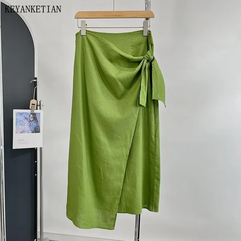 KEYANKETIAN 2024 New Launch Women's High-waisted MIDI Skirt Front Knot Decoration Asymmetrical Elegant Slim Blended A-line Skirt
KEYANKETIAN 2024 New Launch Women's High-waisted MIDI Skirt Front Knot Decoration Asymmetrical Elegant Slim Blended A-line Skirt