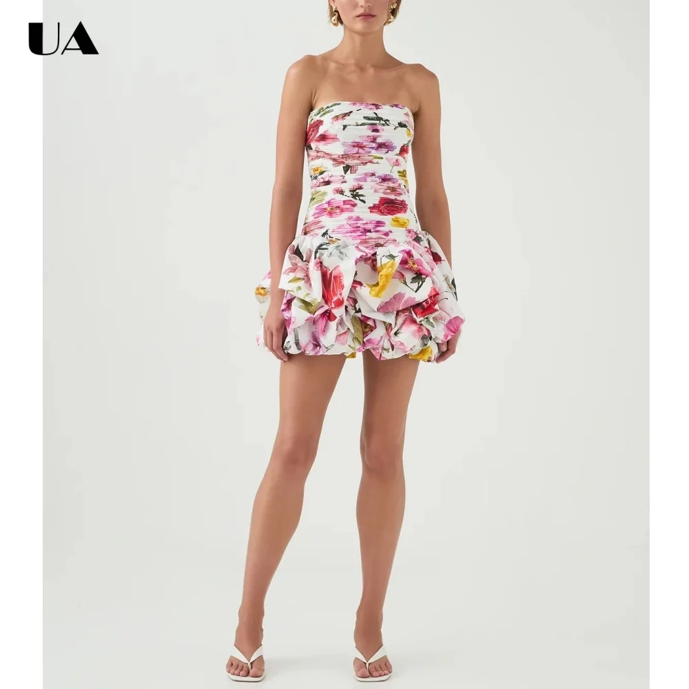 Summer New Printed Strapless Mini Prom Dress, Trendy BUD Sleeveless Short Dresses for Women, Vintage Ruched Cocktail Party Dress
Summer New Printed Strapless Mini Prom Dress, Trendy BUD Sleeveless Short Dresses for Women, Vintage Ruched Cocktail Party Dress