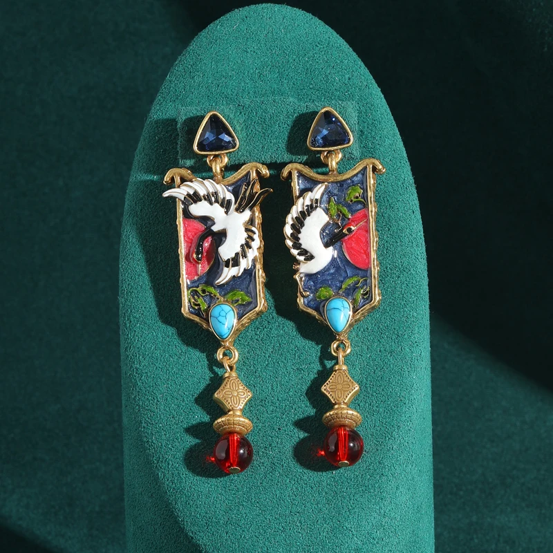 Chinese Ancient Style Glass Bird Red Dangle Earrings Woman Luxury Painting Oil Gold Color Designer Antique Outfits 2025 Trending
Chinese Ancient Style Glass Bird Red Dangle Earrings Woman Luxury Painting Oil Gold Color Designer Antique Outfits 2025 Trending