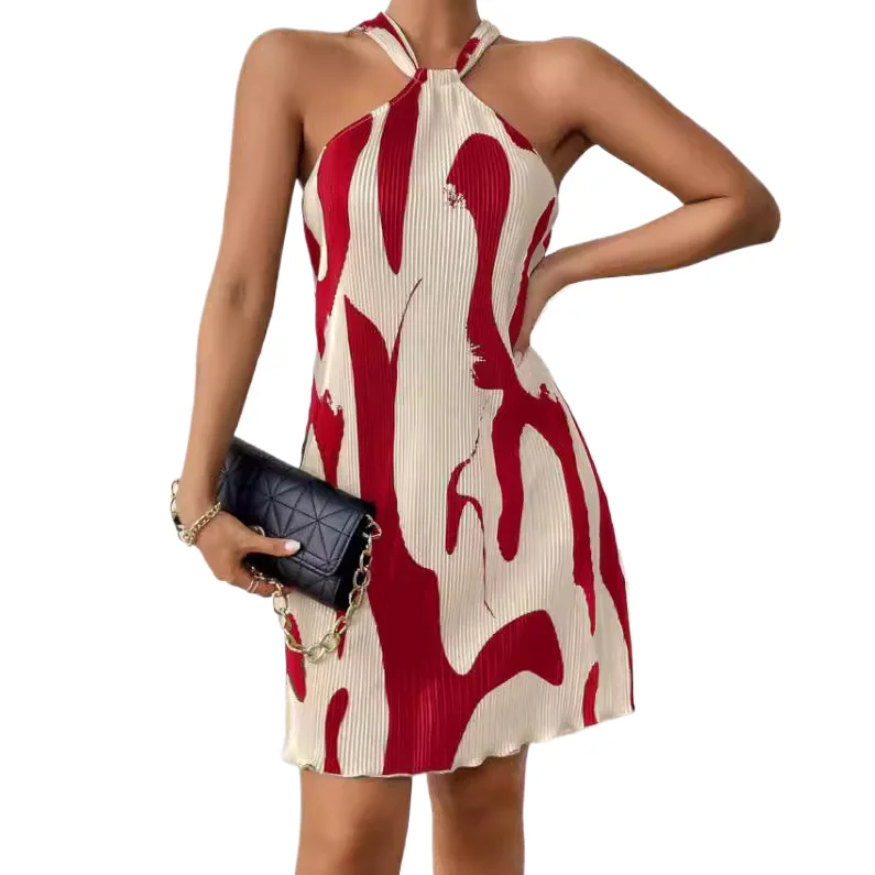 2025 Fashion Contrast Print Dress For Women Summer New Sexy Off-shoulder Neck Halter Short Dresses Elegant Slim Folds Dresses
2025 Fashion Contrast Print Dress For Women Summer New Sexy Off-shoulder Neck Halter Short Dresses Elegant Slim Folds Dresses