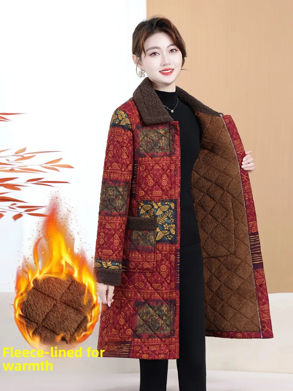 Thiened Fce Warm Cotton Jaet for Mommy Vintage Large Size Winter Clothes Stand Collar Coat Long Sve Commute Sle
Thiened Fce Warm Cotton Jaet for Mommy Vintage Large Size Winter Clothes Stand Collar Coat Long Sve Commute Sle