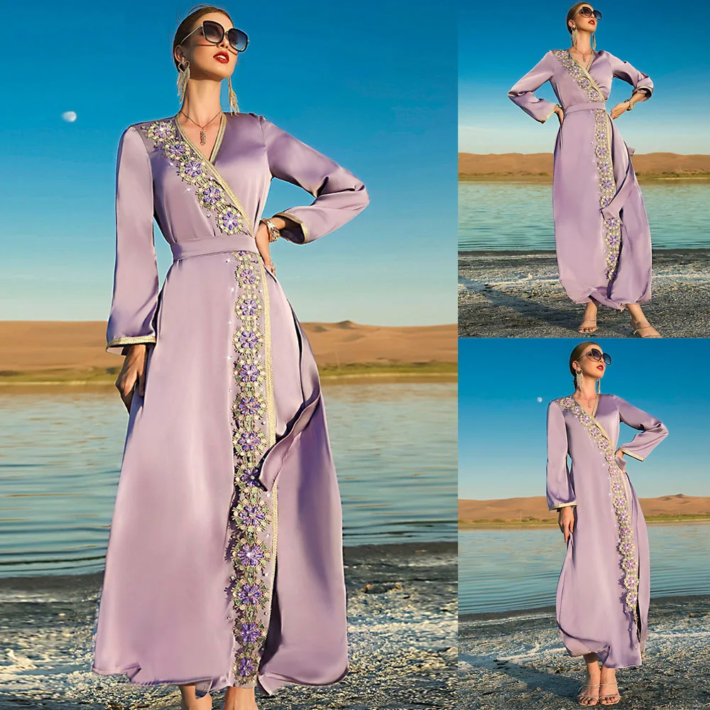 Luxury Muslim Women Long Wrap Dress Rhinestone Dubai Party Gown Holiday Islamic Abaya Arabic Ramadan Moroccan Kaftan Jalabiya
Luxury Muslim Women Long Wrap Dress Rhinestone Dubai Party Gown Holiday Islamic Abaya Arabic Ramadan Moroccan Kaftan Jalabiya