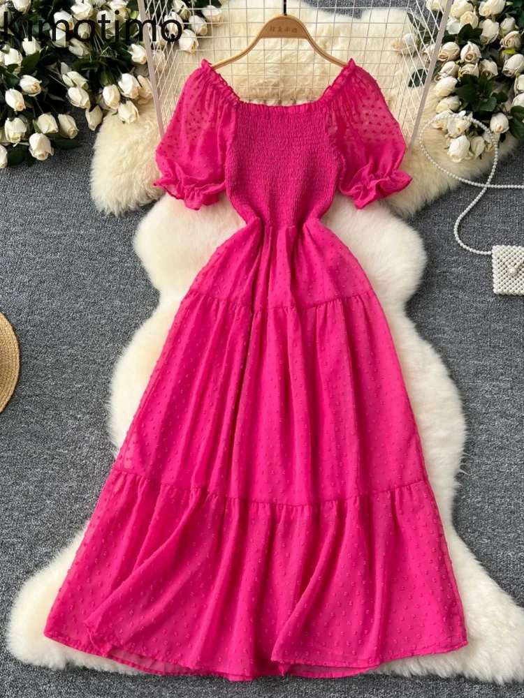 Kimotimo Summer Dress Women One Shoulder Puff Sleeve Waist Long Ruffles Vacation Style Dresses Elegant Solid Casual Vestido Robe
Kimotimo Summer Dress Women One Shoulder Puff Sleeve Waist Long Ruffles Vacation Style Dresses Elegant Solid Casual Vestido Robe