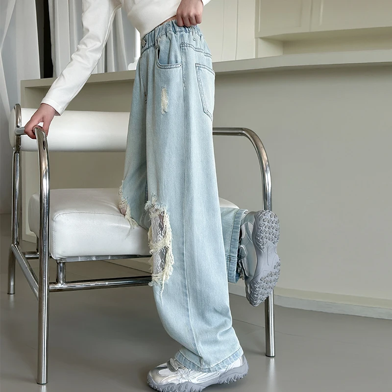 Spring Autumn Child High Street Kids Hem Lace Denim Cowgirl Ripped Jeans With Hole 4-14YGirls Casual Style Destroyed Denim Pants
Spring Autumn Child High Street Kids Hem Lace Denim Cowgirl Ripped Jeans With Hole 4-14YGirls Casual Style Destroyed Denim Pants