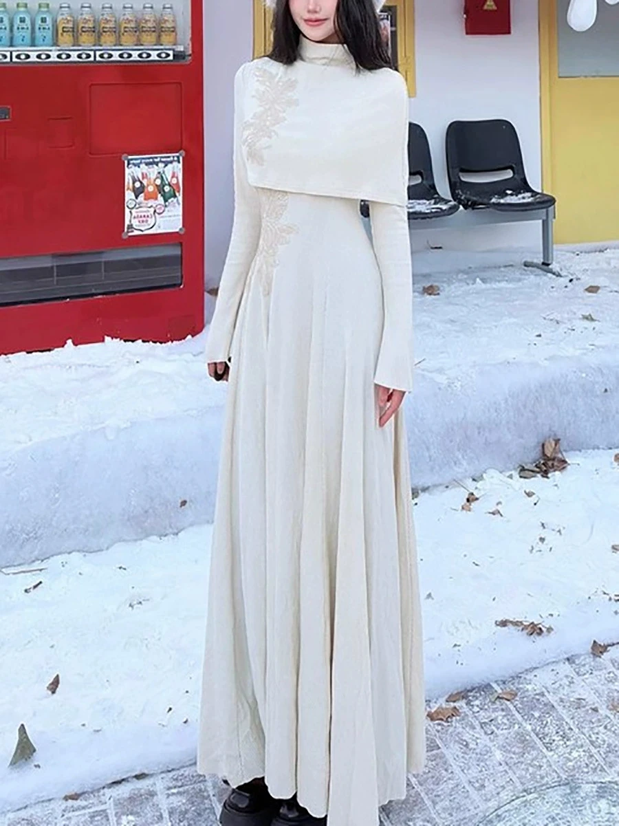 Winter Knitted Long Sleeve Women's Dress New Chinese Style Base Layer Skirt A-Line Gown Casual High Collar Full-Length Gown
Winter Knitted Long Sleeve Women's Dress New Chinese Style Base Layer Skirt A-Line Gown Casual High Collar Full-Length Gown