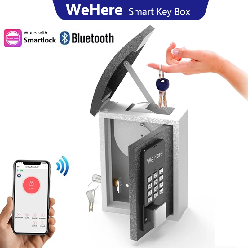 Настенное крепление WeHere Smart Lock Box со слотом для ключей, OTP/APP Bluetooth/Wi-Fi/разблокировка фиксированного кода, сейф для ключей для дома снаружи
Настенное крепление WeHere Smart Lock Box со слотом для ключей, OTP/APP Bluetooth/Wi-Fi/разблокировка фиксированного кода, сейф для ключей для дома снаружи