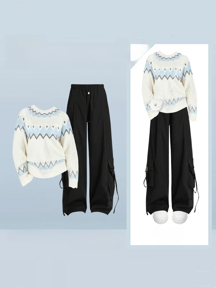 Autumn Winter Women's Faion Knitted Sweater And Wide Leg Workwear Pants Two Piece Set Casual Sle High Waist Long Pants
Autumn Winter Women's Faion Knitted Sweater And Wide Leg Workwear Pants Two Piece Set Casual Sle High Waist Long Pants