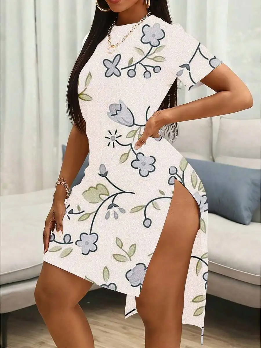 Floral Print Bodycon Dress With Side Slit For Summer Beach Party Casual
Floral Print Bodycon Dress With Side Slit For Summer Beach Party Casual