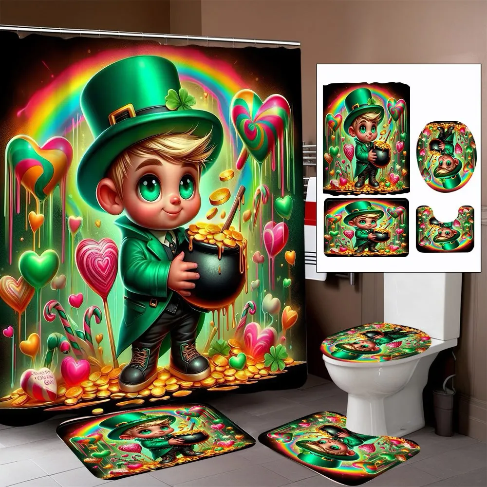 St. Patrick's Day Shower Curtain Set | Non-Slip Rugs, U-Shaped Toilet Mat, Seat Cover, 12 Hooks, Waterproof, Machine Washable
St. Patrick's Day Shower Curtain Set | Non-Slip Rugs, U-Shaped Toilet Mat, Seat Cover, 12 Hooks, Waterproof, Machine Washable